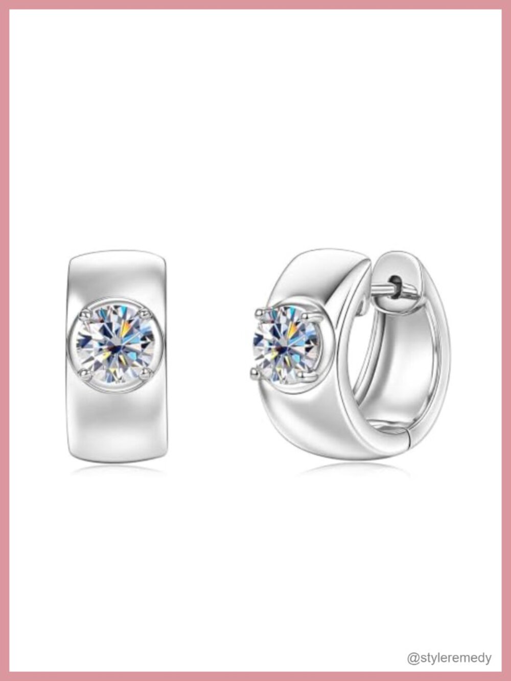 Moissanite Chunky Gold Plated Huggie Hoop Earrings Women